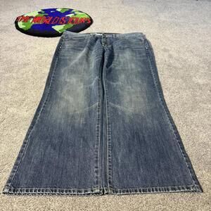 NAVY Y2K URBAN PIPELINE ACID WASHED RELAXED BOOTCUT BAGGY JEANS 😮‍💨